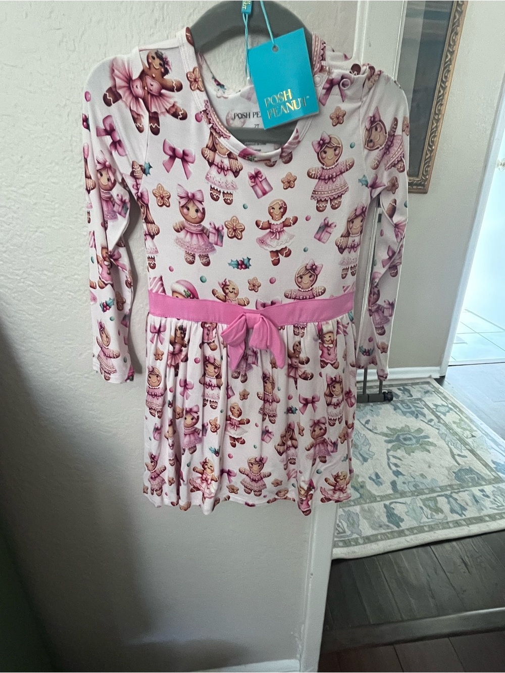 Posh Peanut Pink Gingerbread Ballerina Print Dress